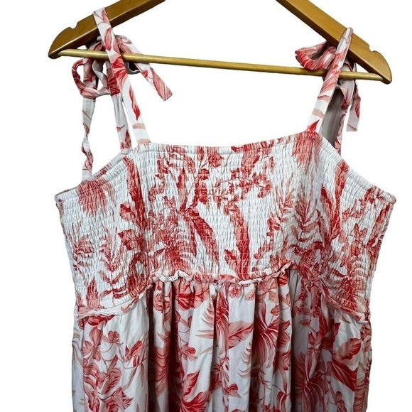 Torrid Peach Orange Floral Smocked Sundress Size 3 22/24 3X Midi Dress - Picture 2 of 13